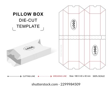 Pillow box die cut template