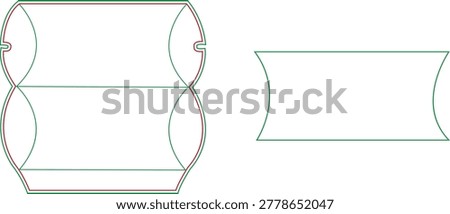 Pillow Box Die Cut Template with Folding Lines and Glue Area for Custom Packaging Design Layout Foto stock © 