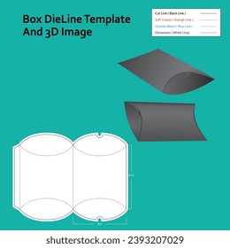 Pillow box dieline template, vector design