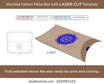 Pillow Box with Mandala Pattern Dieline Template