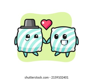 Pillow Cartoon Character Couple With Fall In Love Gesture , Cute Style Design For T Shirt, Sticker, Logo Element