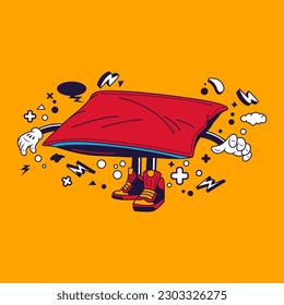 Pillow Cartoon Character Sticker Vector Stock Illustration