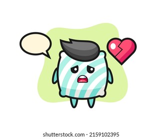 pillow cartoon illustration is broken heart , cute style design for t shirt, sticker, logo element