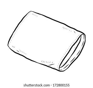 pillow / cartoon vector and illustration, black and white, hand drawn, sketch style, isolated on white background.