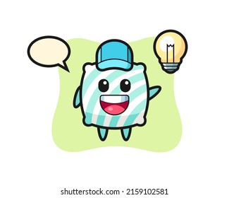 pillow character cartoon getting the idea , cute style design for t shirt, sticker, logo element