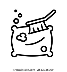 Pillow Cleaning Vector outline icon. Eps 10 file