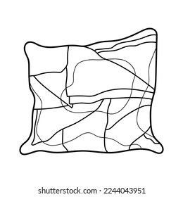 Pillow. Coloring book. Black and white vector illustration.