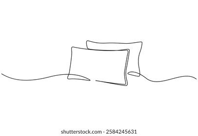 Pillow continuous one line drawing, One single line drawing of a pillow on a white background.