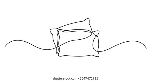 Pillow continuous one line drawing. Single line art of pillow icon. Vector illustration
