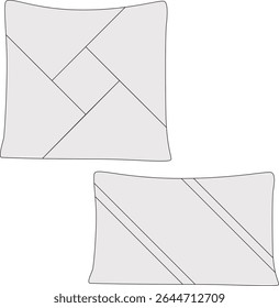 Pillow Cover Square Rectangle Technical Drawing
