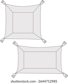 Pillow Cover Square Rectangle Technical Drawing