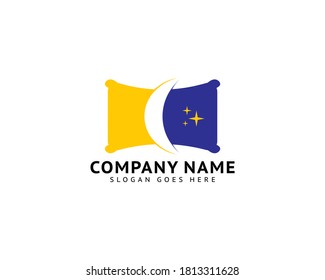 Pillow and Crescent Night Sleep Logo Template Design