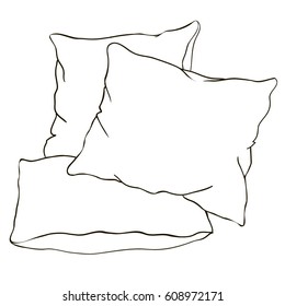 pillow cushion, pillow on white background- vector, illustration