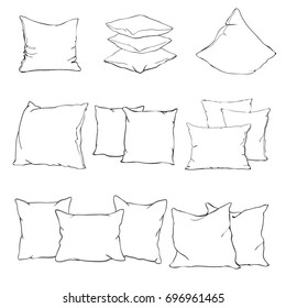 pillow cushion, pillow on white background- vector, illustration