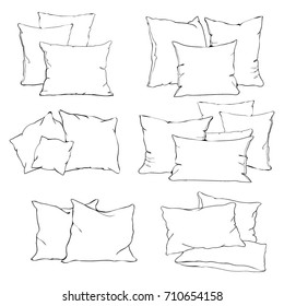 pillow cushion, pillow on white background- vector, illustration