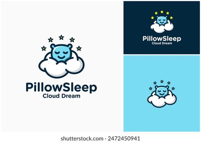 Pillow Cushion Sleep Bedtime Cozy Softness Cloud Dream Happiness Vector Logo Design Illustration