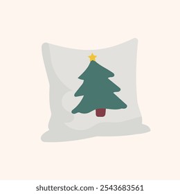 pillow decoration with a cute Christmas tree vector illustration