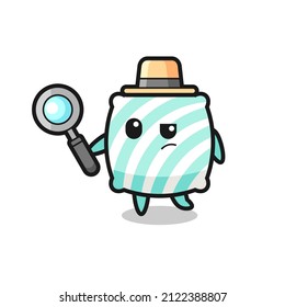 pillow detective character is analyzing a case , cute style design for t shirt, sticker, logo element