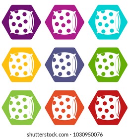 Pillow with dots icon set many color hexahedron isolated on white vector illustration