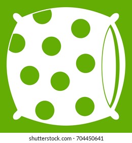 Pillow with dots icon white isolated on green background. Vector illustration