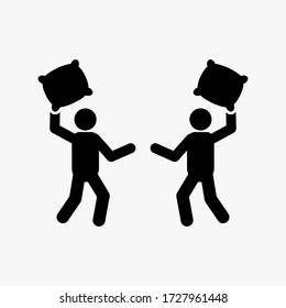 Pillow fight icon. Game symbol. Flat design. Stock - Vector illustration