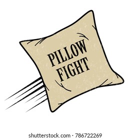 Pillow fight icon on white background, vector illustration