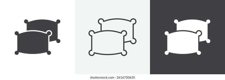pillow flat and liner vector icons set