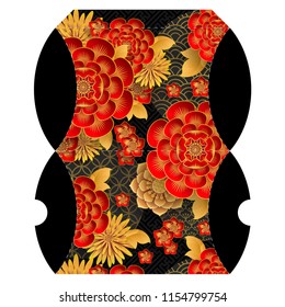 Pillow gift Box with  Japanese, chinese and asian elements.