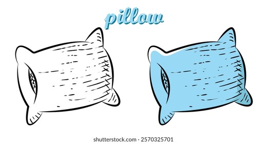 pillow hand drawn engrave style vector art icon