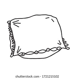 Pillow hand drawn vector sketch illustration. Home design interior clip art