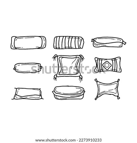 pillow handrawn doodle illustrations vector set