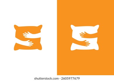 Pillow and hands logo combination. Orthopedic pillow logotype design.