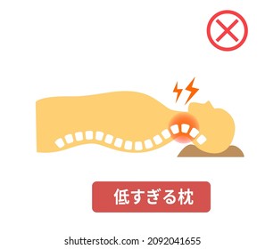 Pillow height and straight neck illustration  Translation;Pillow too low