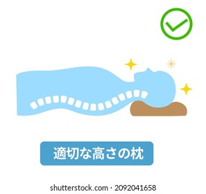 Pillow height and straight neck illustration Translation;Appropriate pillow