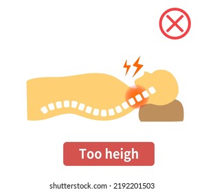 Pillow height and straight neck illustration