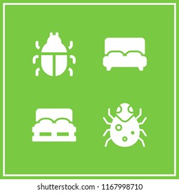 pillow icon. 4 pillow vector set. double bed, bug and bed icons for web and design about pillow theme