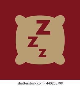 The pillow icon. Cushion and dream, sleeping, hotel, hostel symbol. Flat Vector illustration