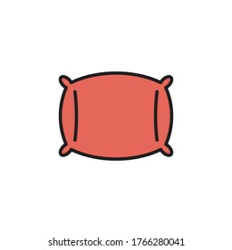 diseño vectorial de contorno relleno de icono de almohada de color completo. aislado en fondo blanco
