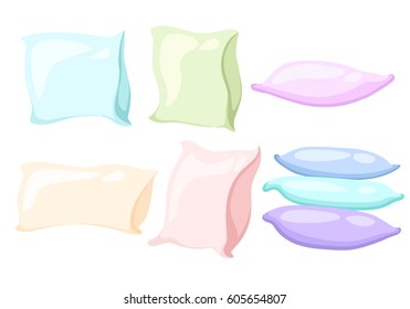 Pillow icon set for interiors Flat design style vector illustration