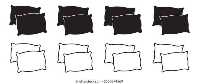 Pillow icon set.  Pillow icon liner vector set. Modern graphic pillow set black liner vector. thin line outline linear pillow symbol.