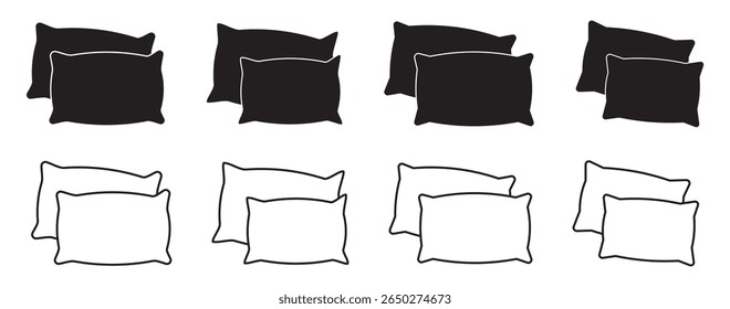 Pillow icon set.  Pillow icon liner vector set. Modern graphic pillow set black liner vector. thin line outline linear pillow symbol.