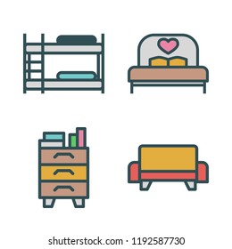 pillow icon set. vector set about bed, sofa, bunk and nightstand icons set.