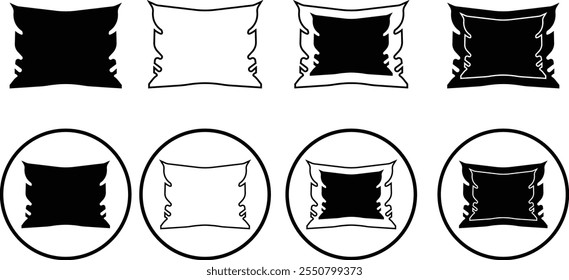 Pillow icon set vector logo Silhouette template, symbol for sleep relax therapy bed rest treatment psychology mental health, A decorative element of bedding for sleeping, on transparent background,