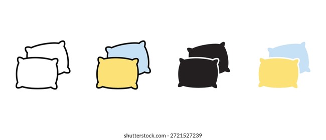 Ícone de travesseiro definir vetor no fundo branco. lançar, travesseiros, macio, almofadas, casa, interior, símbolo na moda. ilustração vetorial.