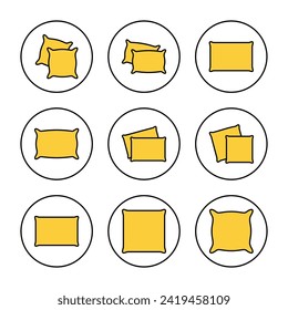 Pillow icon set vector. Pillow sign and symbol. Comfortable fluffy pillow