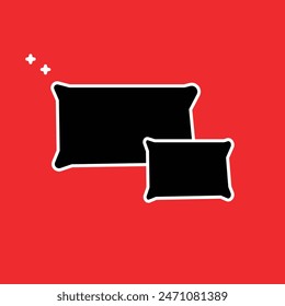 Pillow icon. Single flat icon on red background. Vector illustration. Pillow sign and symbol. Vector illustration. Eps file 107.