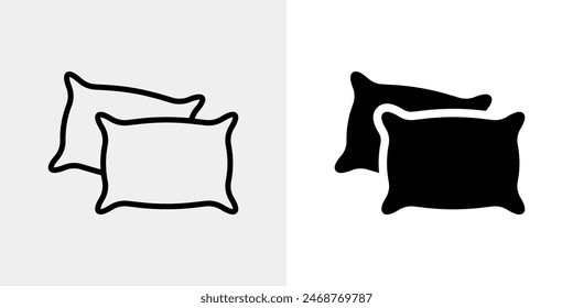 Pillow icon. Sleep symbol. Bedtime vector illustration isolated. Nap pictogram. Rest icon. Hotel room symbol.