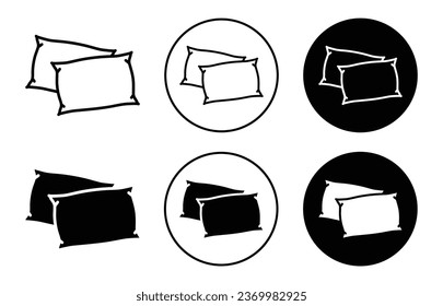 Icono de almohada. Juego de símbolos de almohadas de algodón suave relleno. bolsa cómoda de cojín de tela para el signo vectorial de la ropa de cama. Colchón de almohadas para la siesta de confort o el logotipo de la línea de descanso. 