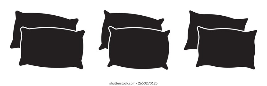 Pillow icon symbol for apps and websites. Pillow sign and symbol. Comfortable fluffy pillow icon vector set. Pillow icon vector set . 