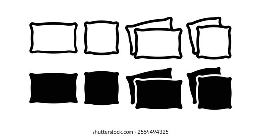 pillow icon symbol sign vector design black white outline and black filled color illustration collection isolated